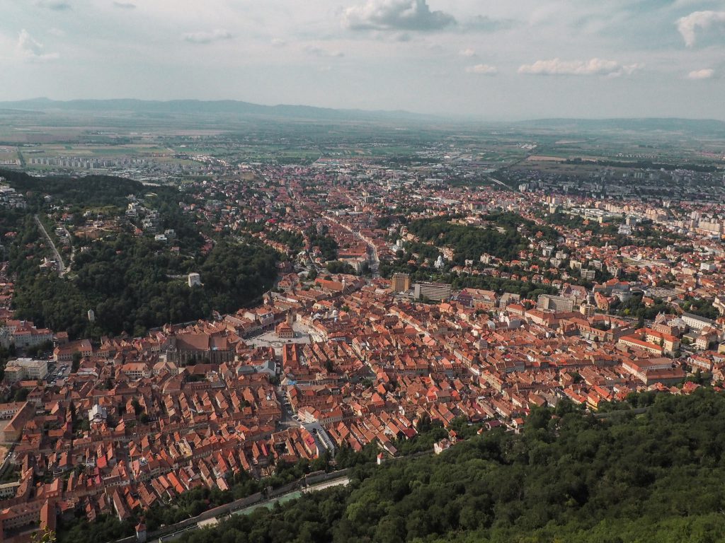 Brașov, Kabelbaan, uitzicht, kerk, Roemenië, stad, Black Church, gothic, berg, Transsylvanië 